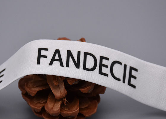 شريط مطاطي مخصص للملابس مطبوع بشعار أسود غير لامع